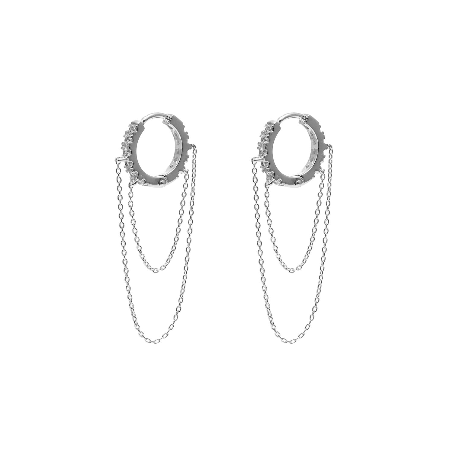 Galaxie Hoop Earrings in sterling silver with Cubic Zirconias | Silk & Steel Jewellery