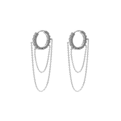 Galaxie Hoop Earrings in sterling silver with Cubic Zirconias | Silk & Steel Jewellery