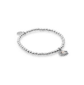 Silk & Steel Guardian beaded bracelet in silver hematite with silver pearl.