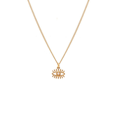 Silk & Steel Guardian necklace with pearl in 14k gold-plated stainless steel.
