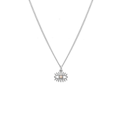 Silk & Steel Guardian necklace with pearl in silver stainless steel.