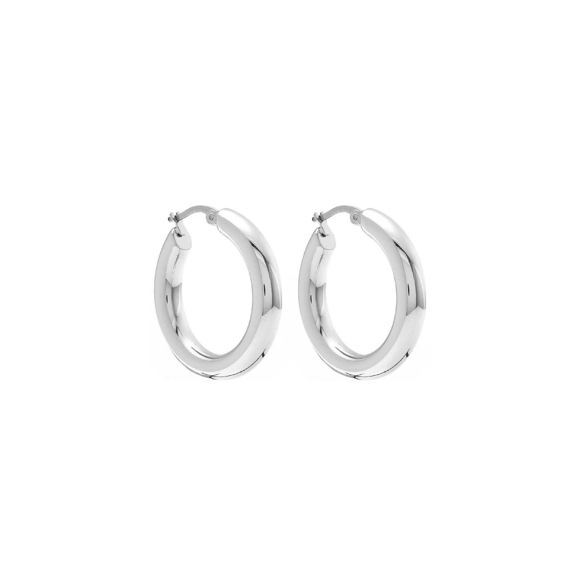 Silk & Steel Halo large hoop earrings in silver stainless steel.