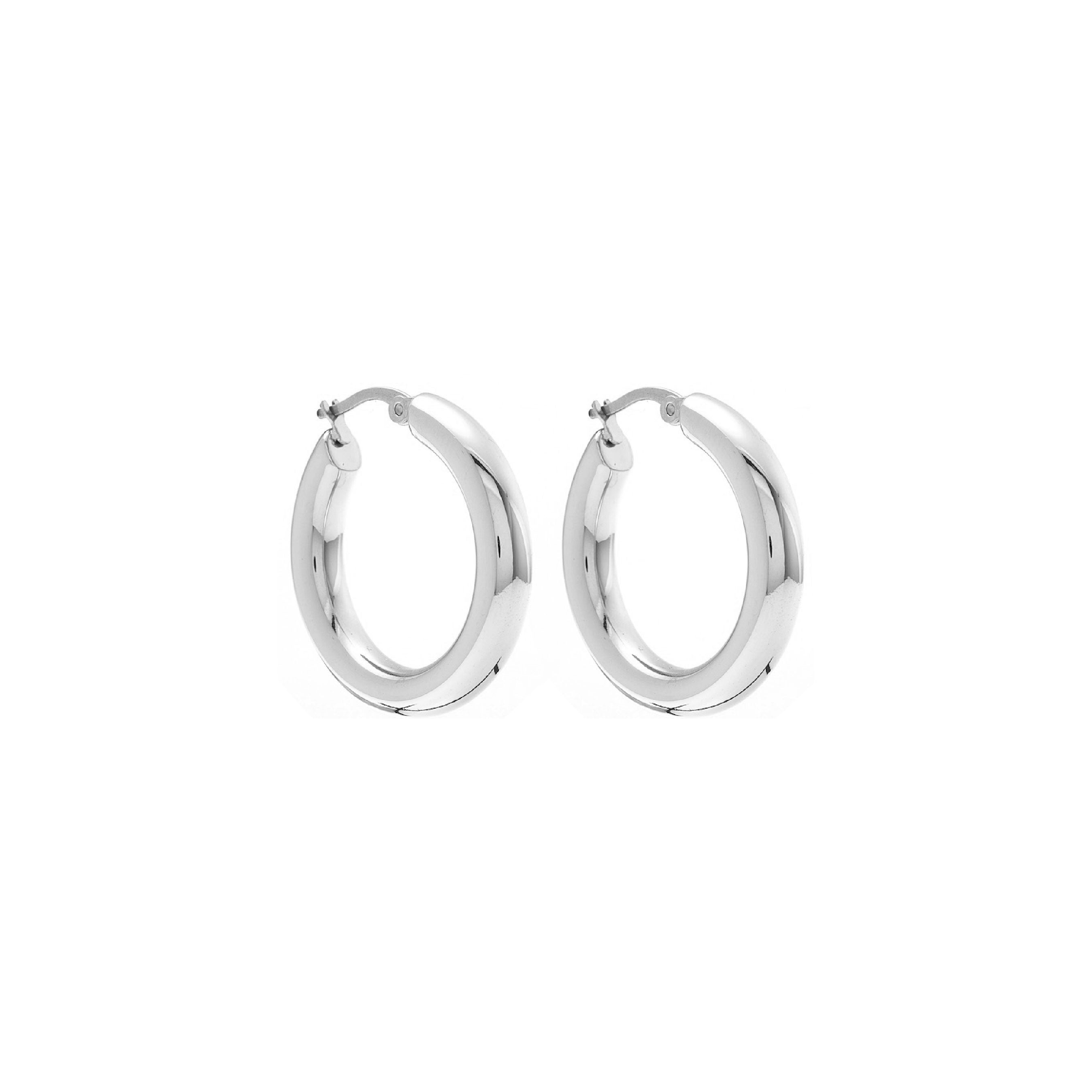 Silk & Steel Halo large hoop earrings in silver stainless steel.