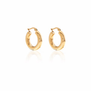 Silk & Steel Halo medium hoop earrings in 14k gold-plated stainless steel.