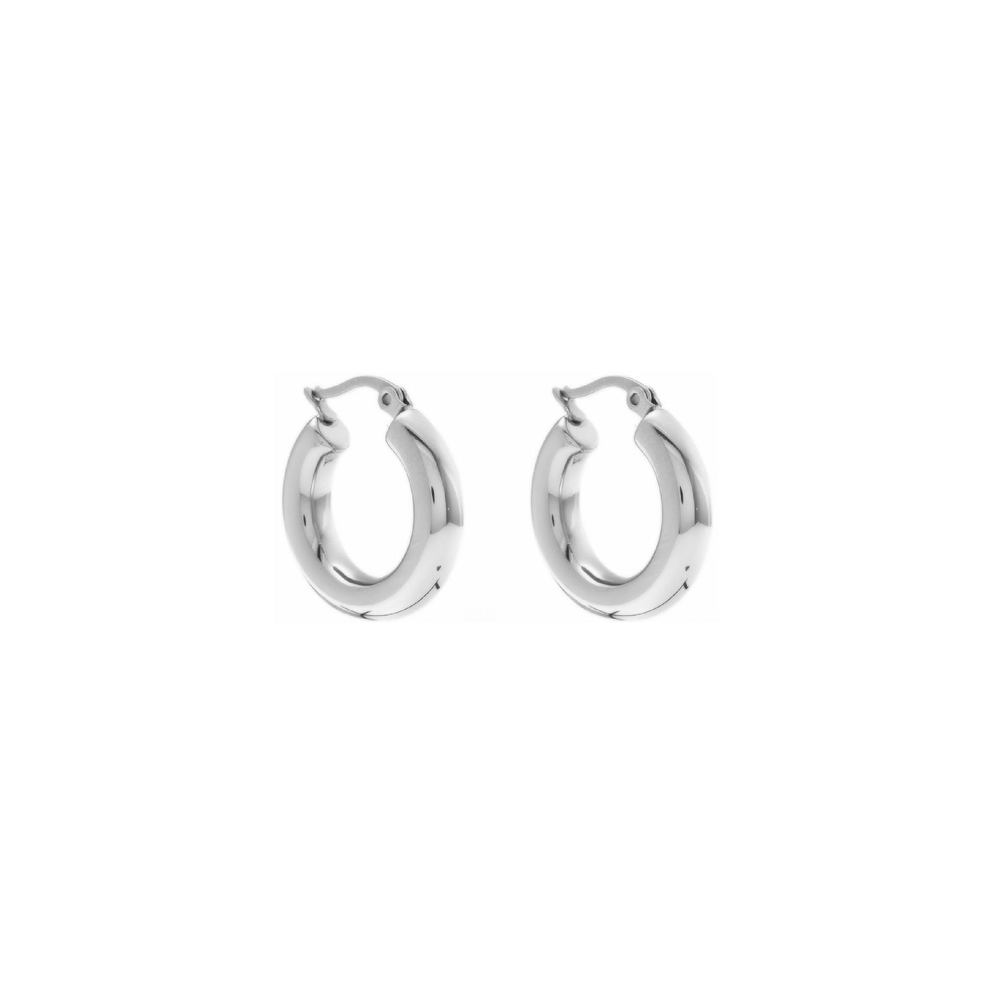 Silk & Steel Halo medium hoop earrings in silver stainless steel.