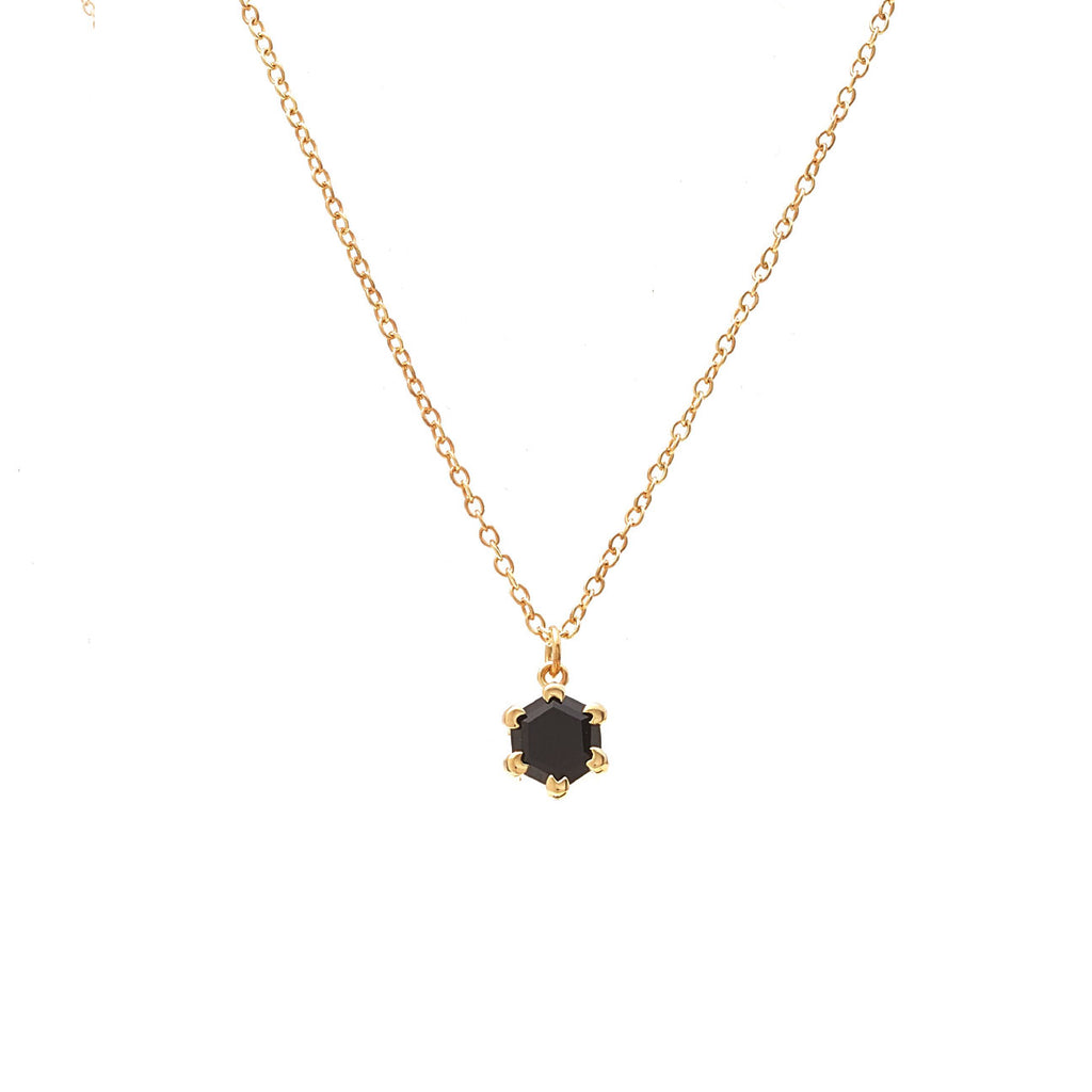 Silk & Steel Harmony Necklace with black spinel in 14k gold-plated sterling silver.