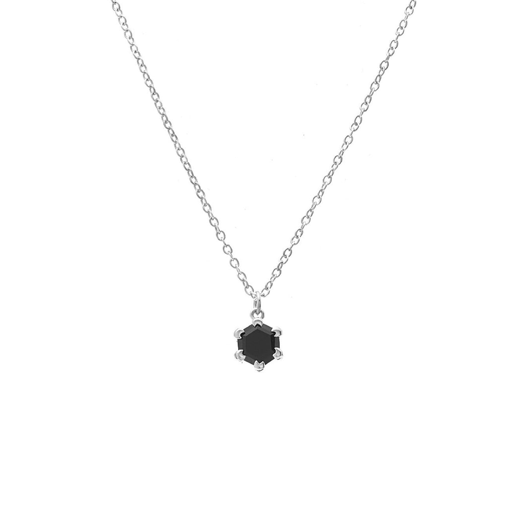 Silk & Steel Harmony Necklace with black spinel in rhodium-plated sterling silver.