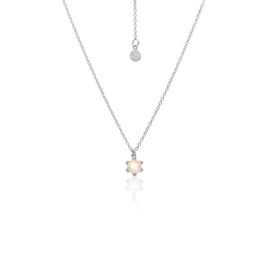 Silk & Steel Harmony necklace with rose quartz in rhodium-plated sterling silver.