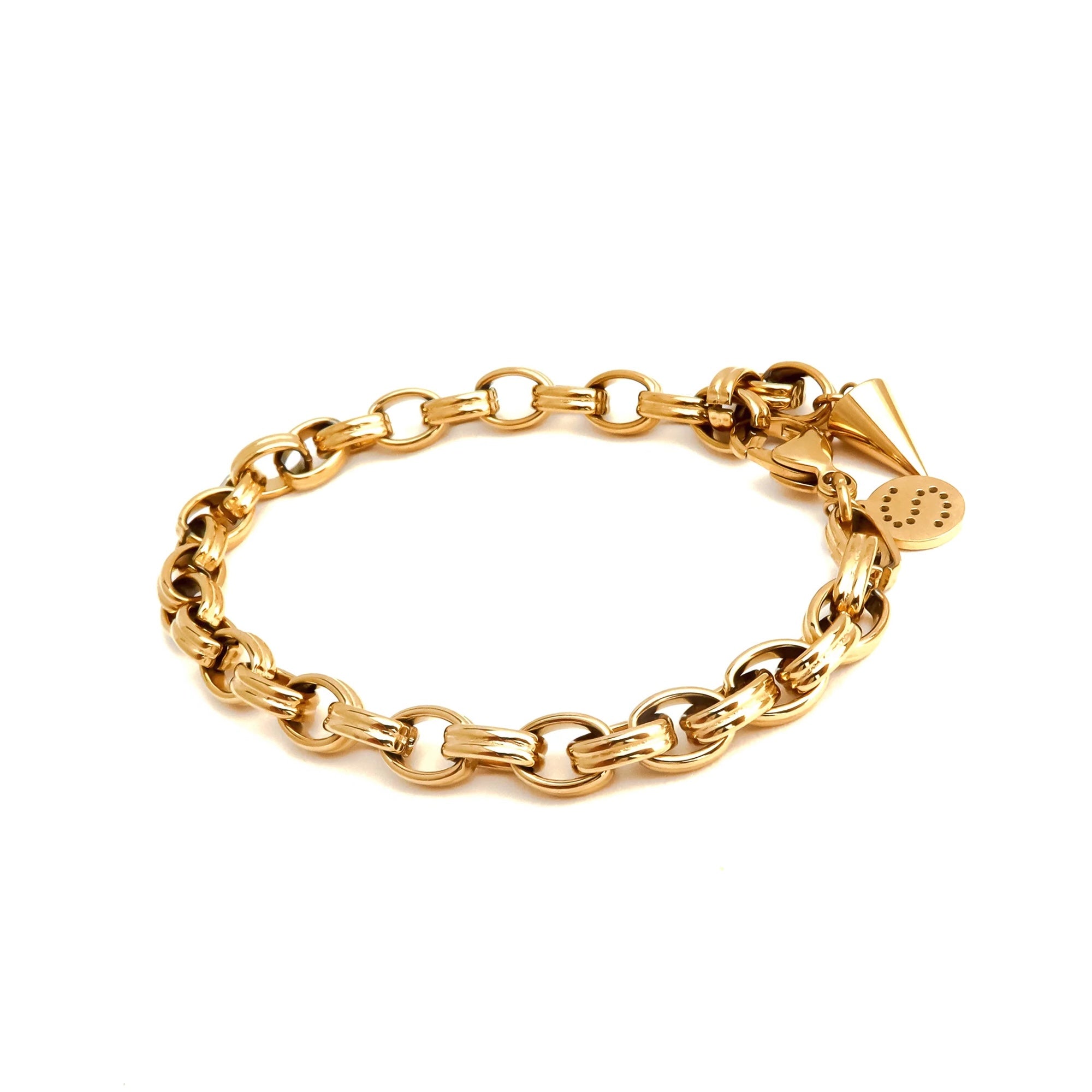 Chunky belcher chain bracelet in 14k gold-plated stainless steel