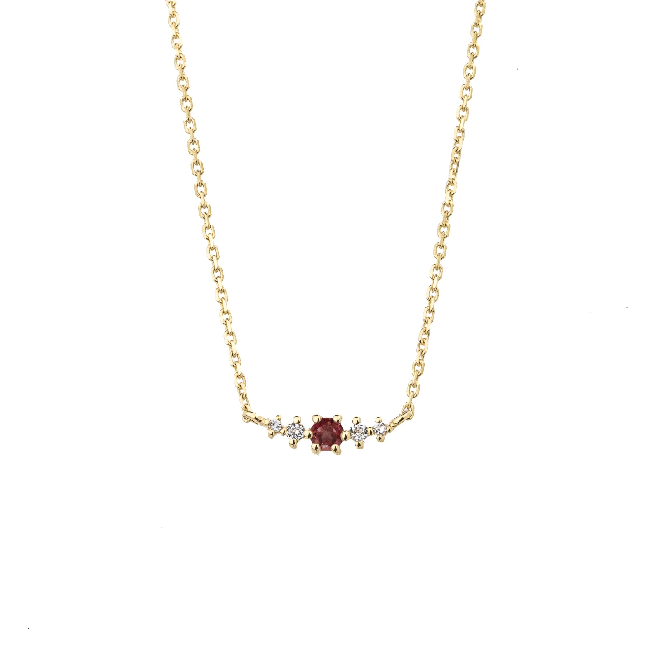 Garnet January Birthstone Necklace | 14k gold-plated Sterling Silver | Silk & Steel Jewellery