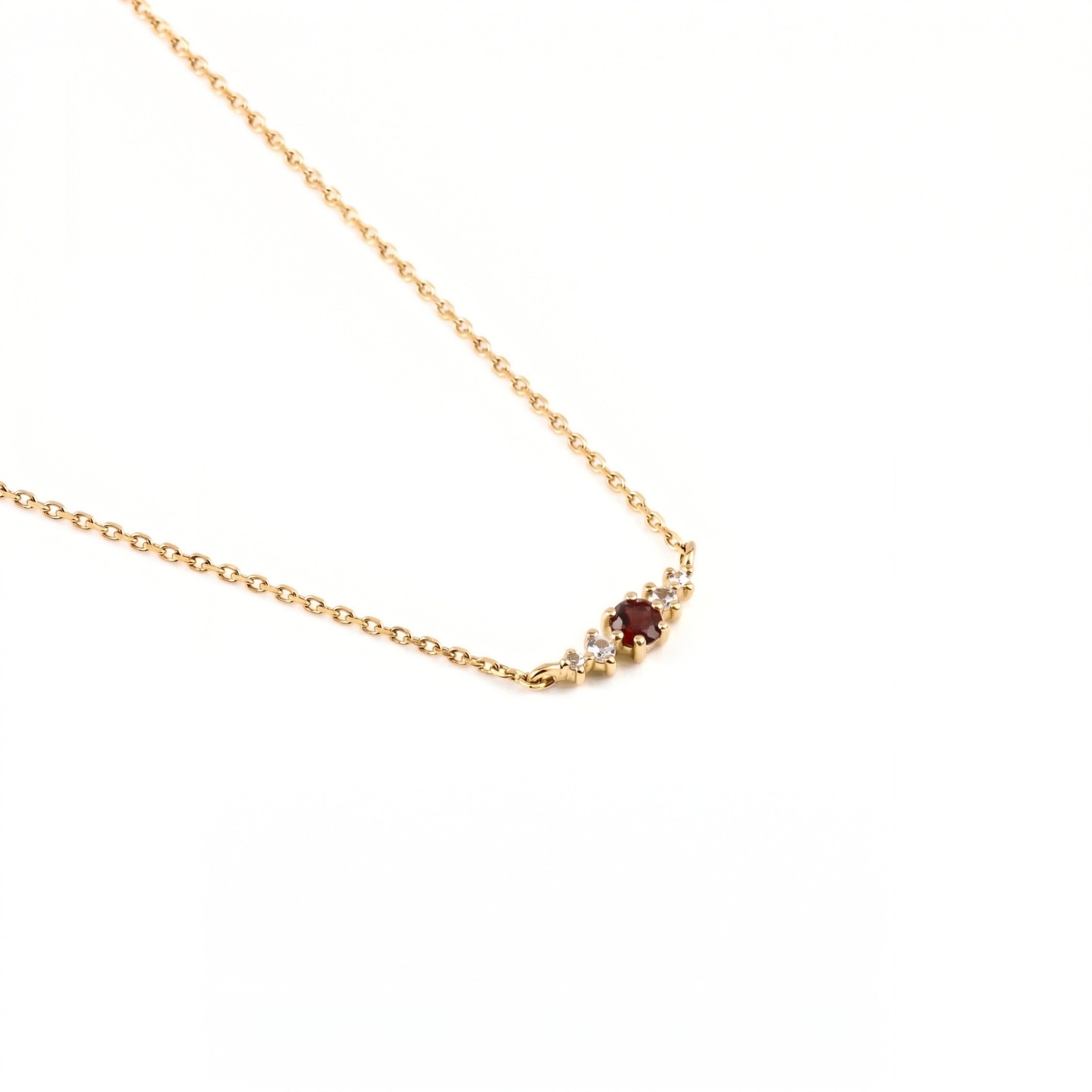 Garnet January Birthstone Necklace | 14k gold-plated Sterling Silver | Silk & Steel Jewellery