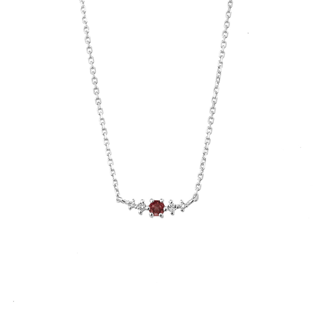 Garnet January Birthstone Necklace | Rhodium-plated Sterling Silver | Silk & Steel Jewellery