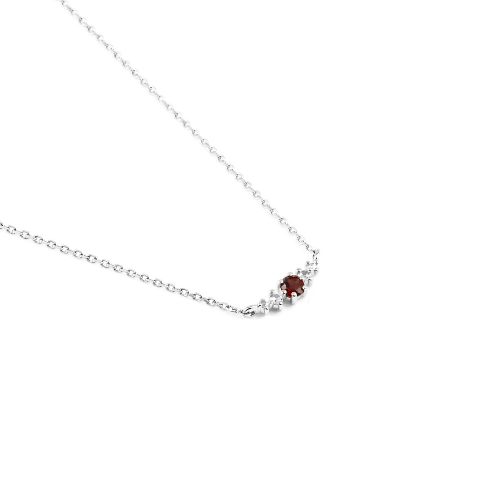 Garnet January Birthstone Necklace | Rhodium-plated Sterling Silver | Silk & Steel Jewellery