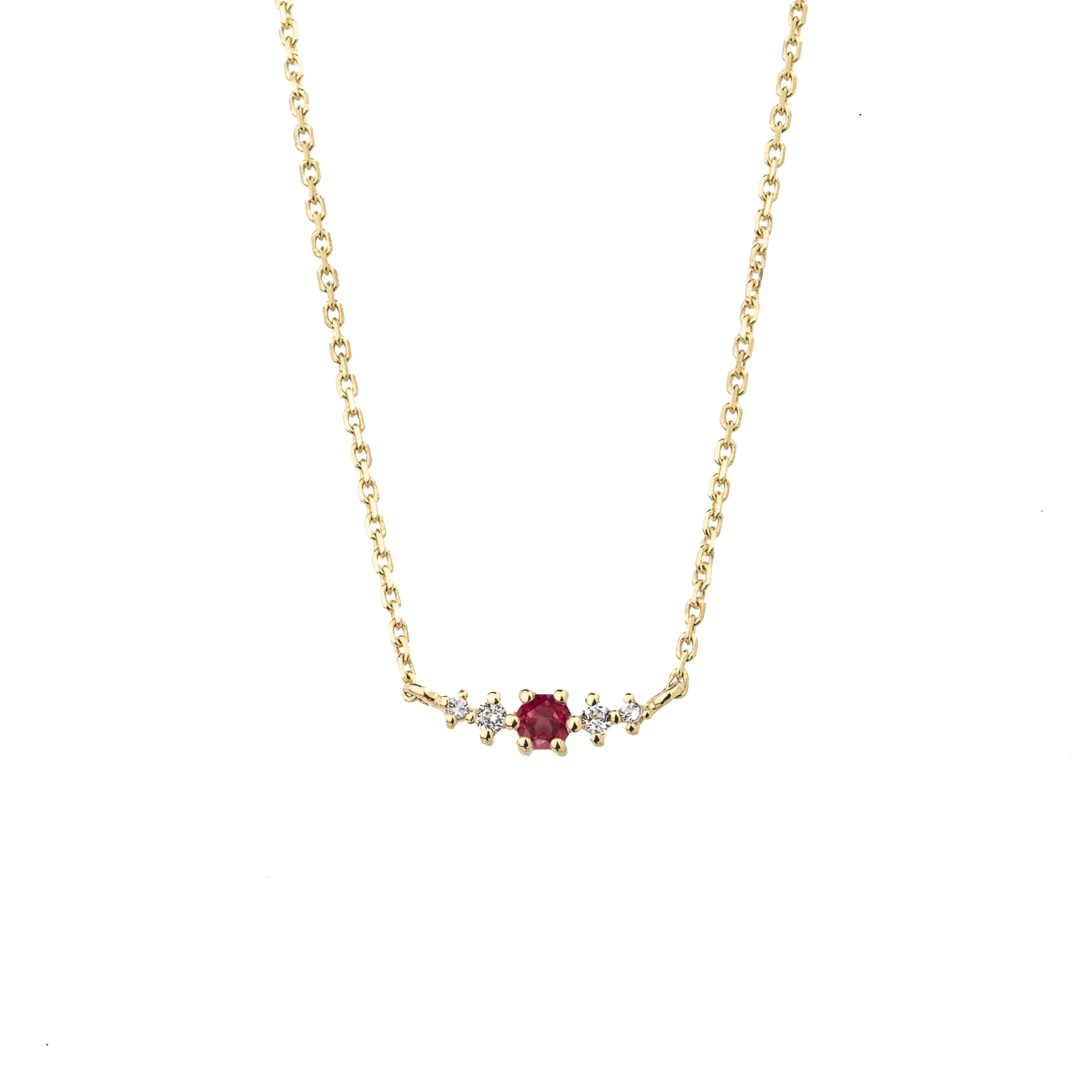 Ruby July Birthstone Necklace | 14k gold-plated Sterling Silver | Silk & Steel Jewellery