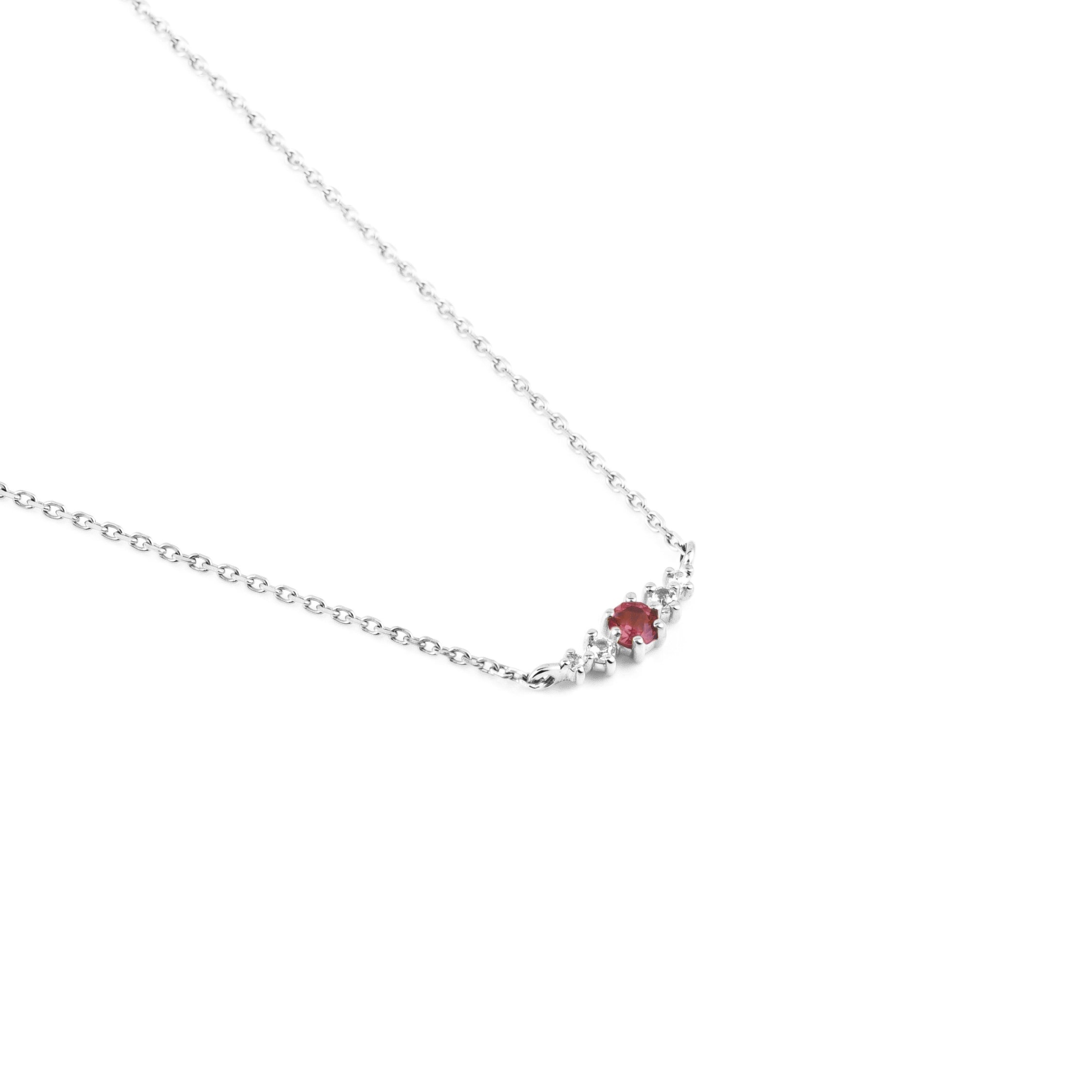 Ruby July Birthstone Necklace | Rhodium-plated Sterling Silver | Silk & Steel Jewellery