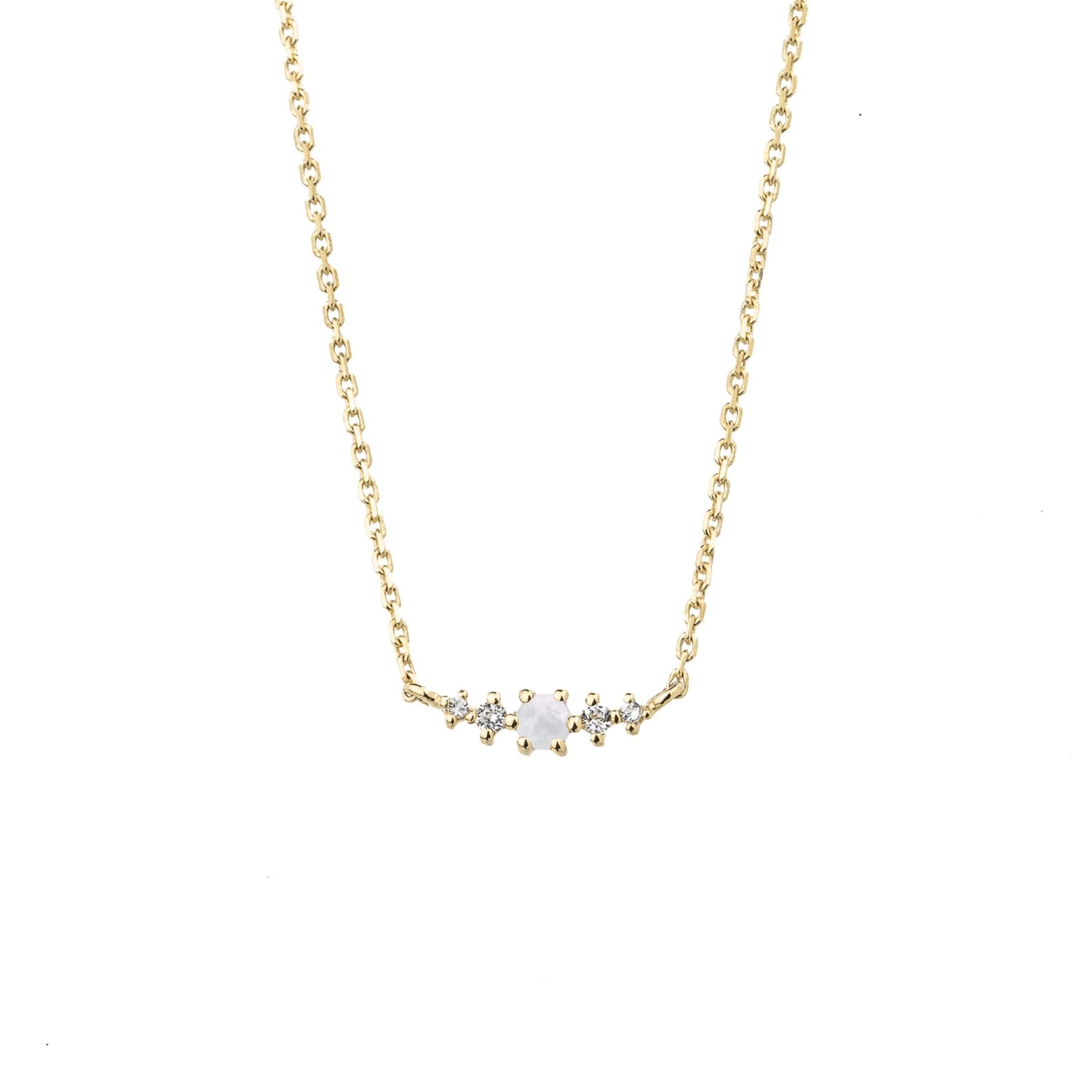 Moonstone June Birthstone Necklace | 14k gold-plated Sterling Silver | Silk & Steel Jewellery