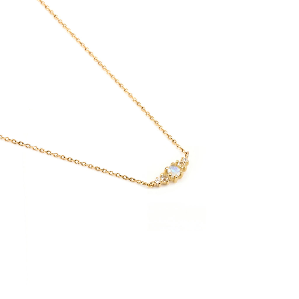 Moonstone June Birthstone Necklace | 14k gold-plated Sterling Silver | Silk & Steel Jewellery