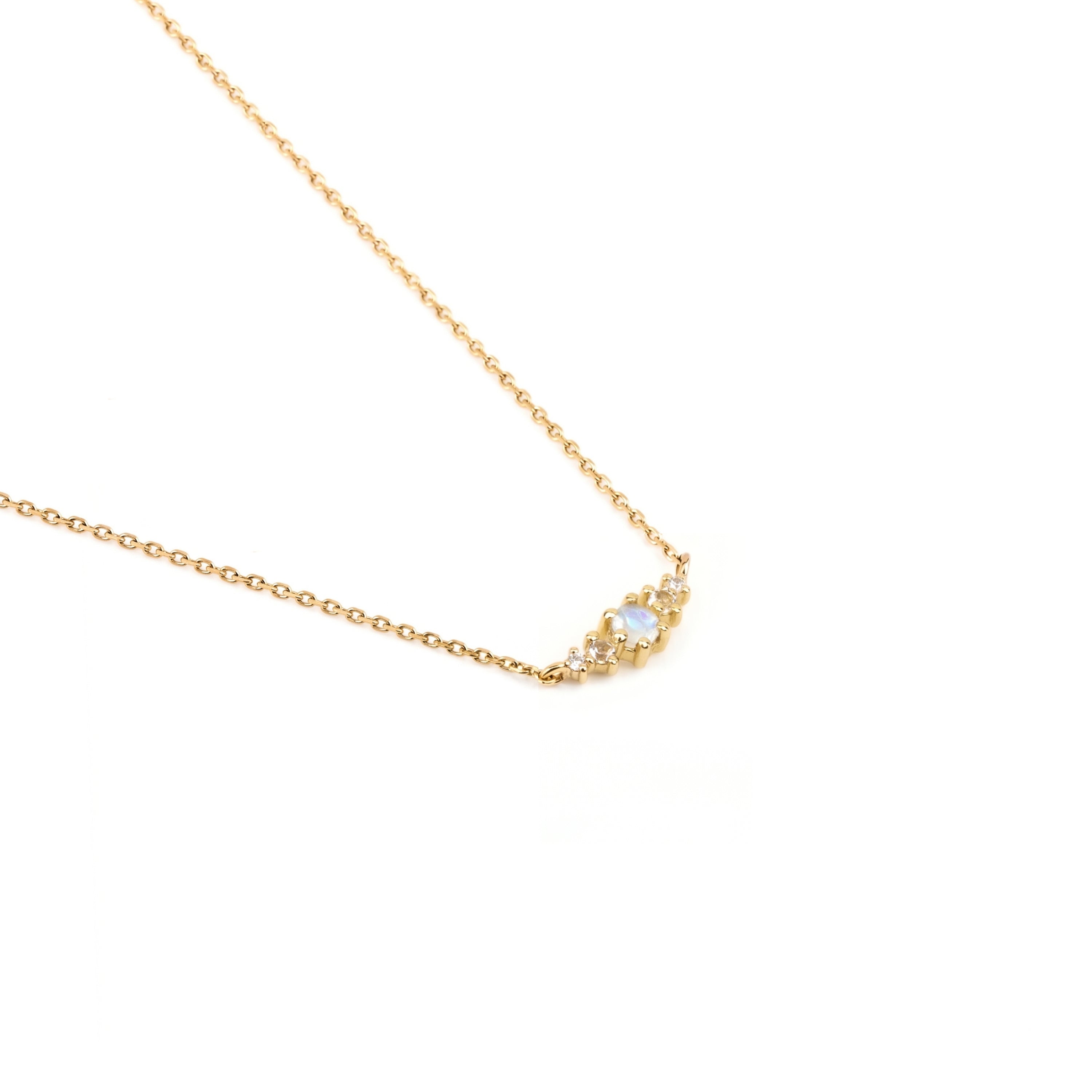 Moonstone June Birthstone Necklace | 14k gold-plated Sterling Silver | Silk & Steel Jewellery