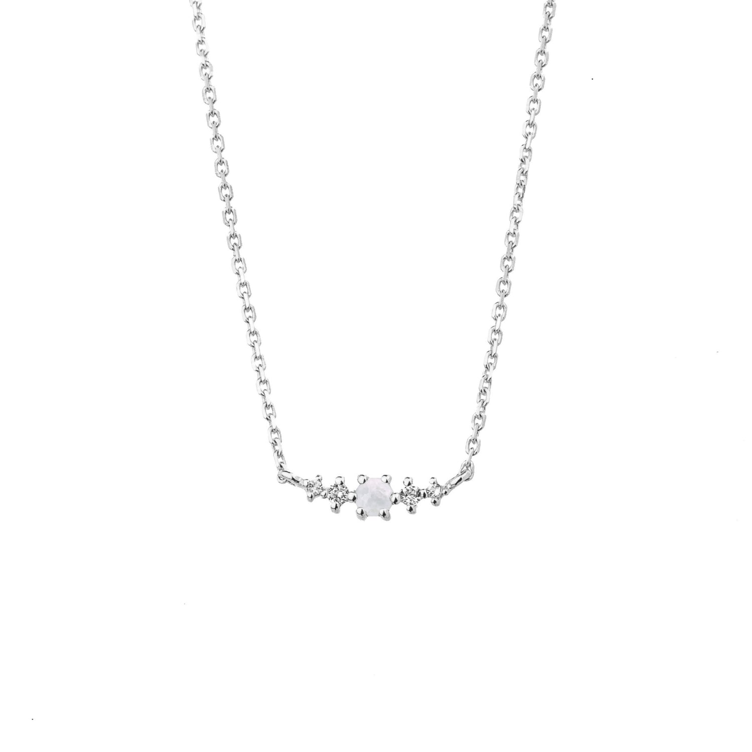 Moonstone June Birthstone Necklace | Rhodium-plated Sterling Silver | Silk & Steel Jewellery