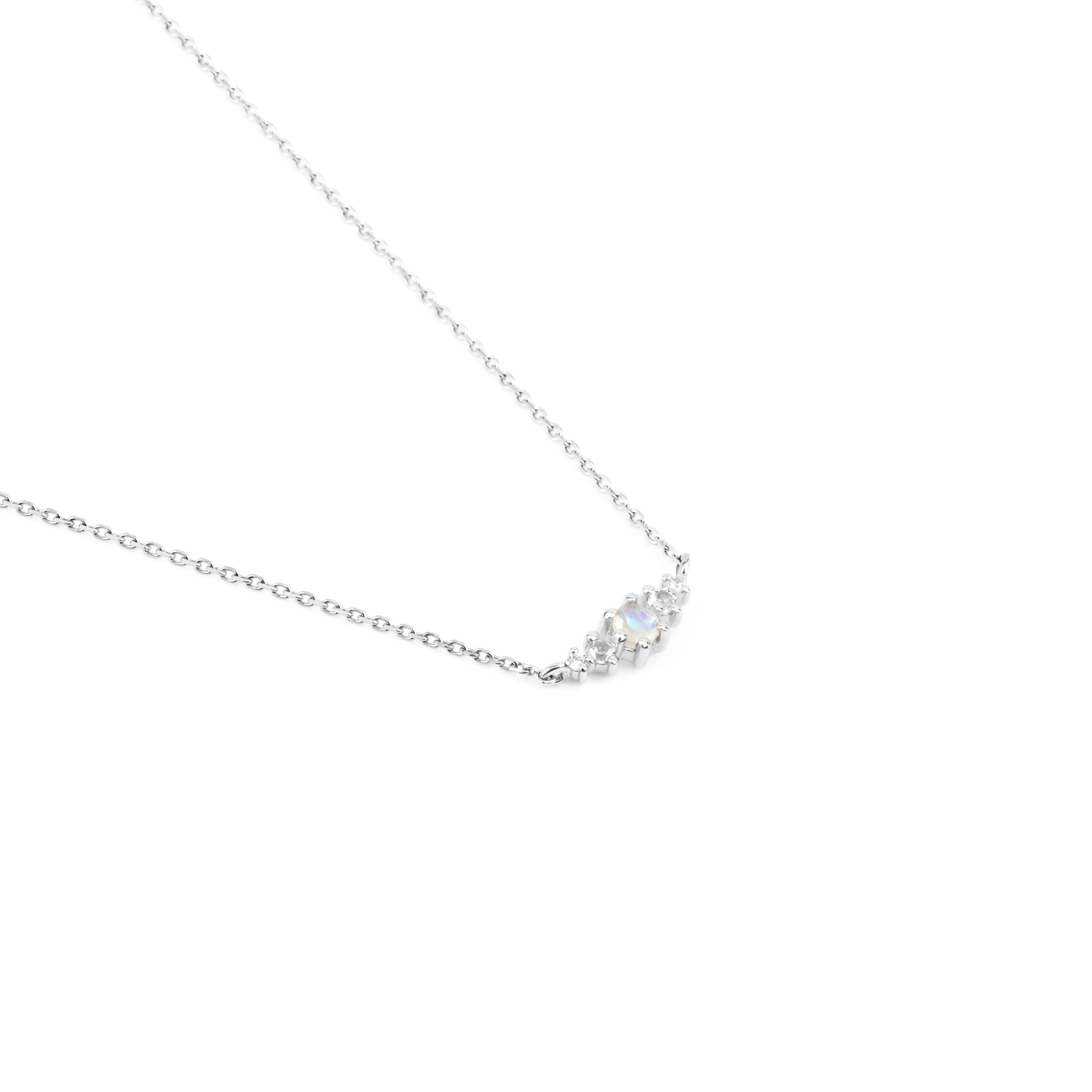 Moonstone June Birthstone Necklace | Rhodium-plated Sterling Silver | Silk & Steel Jewellery