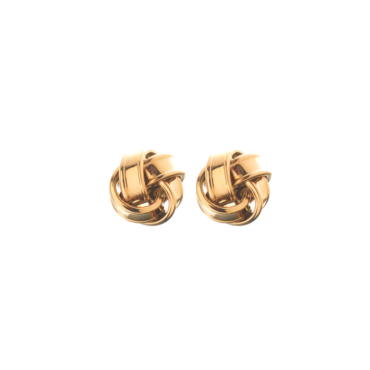 Silk & Steel Knot Stud Earrings in premium 14k gold-plated stainless steel with a vintage woven design.