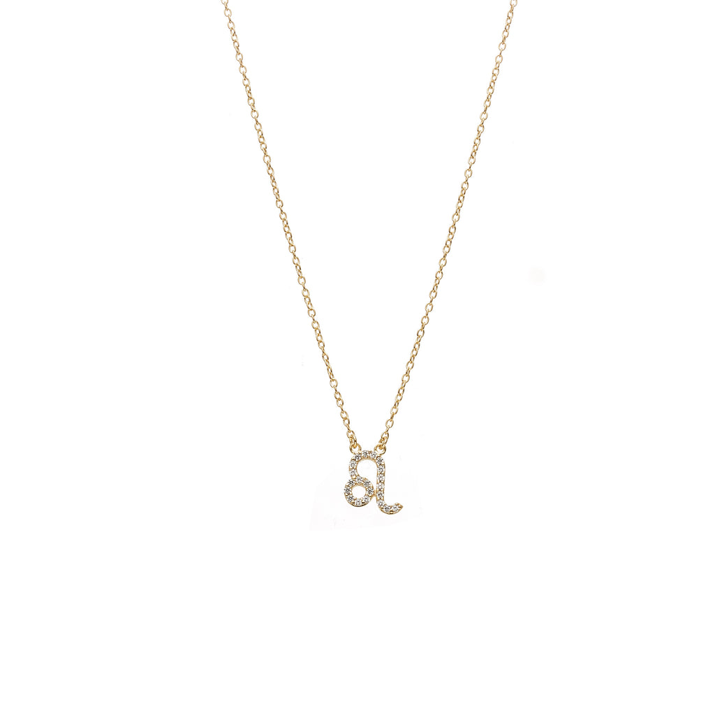 Silk & Steel Jewellery Leo Star Sign Pendant Necklace in 14k gold-plated Sterling Silver with Cubic Zirconias