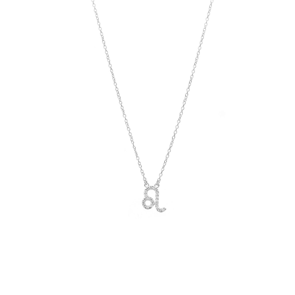 Silk & Steel Jewellery Leo Star Sign Pendant Necklace in Sterling Silver with Cubic Zirconias