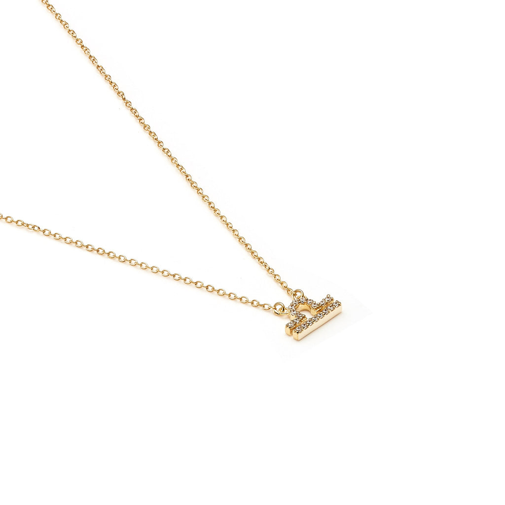 Silk & Steel Jewellery Libra Star Sign Pendant Necklace in 14k gold-plated Sterling Silver with Cubic Zirconias