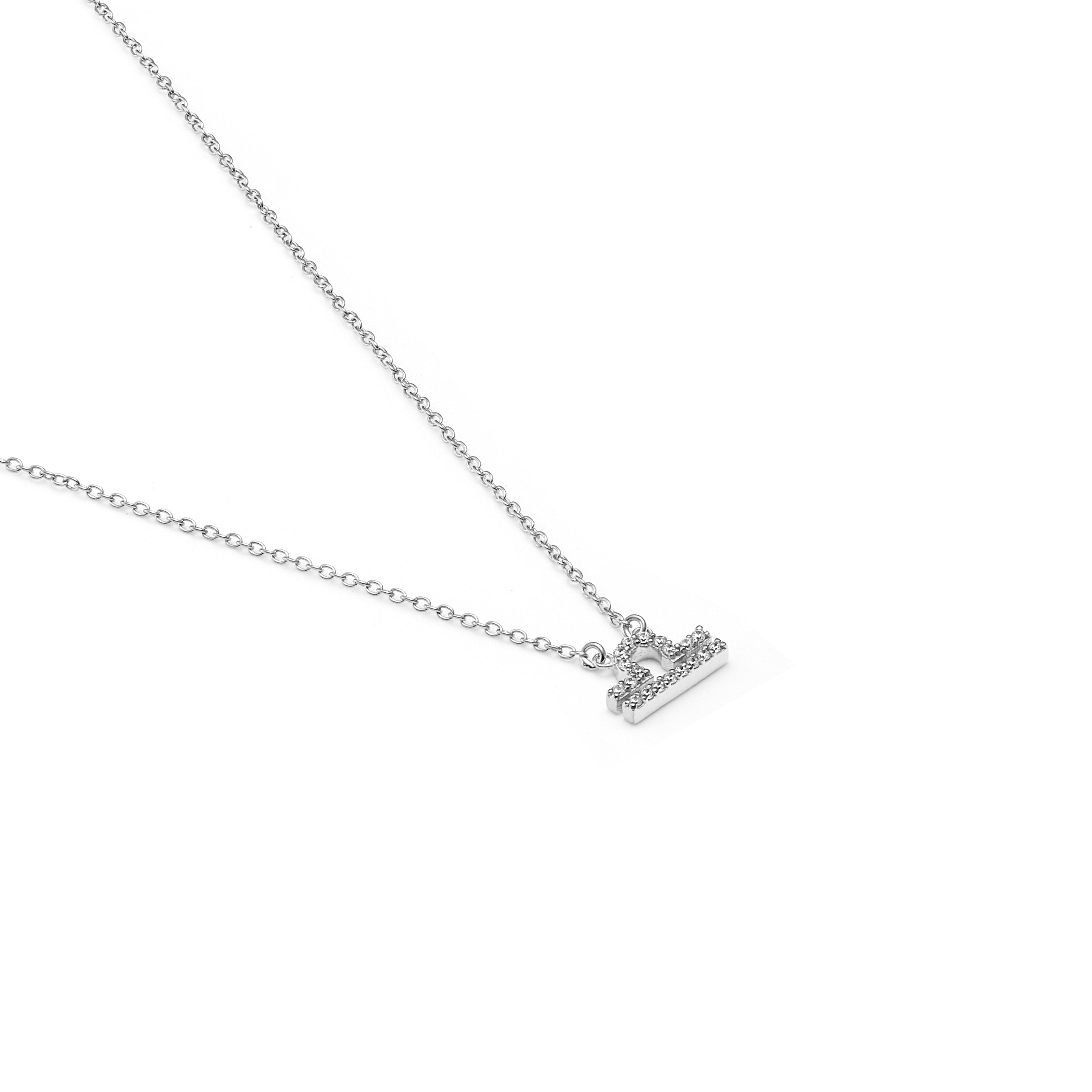 Silk & Steel Jewellery Libra Star Sign Pendant Necklace in Sterling Silver with Cubic Zirconias