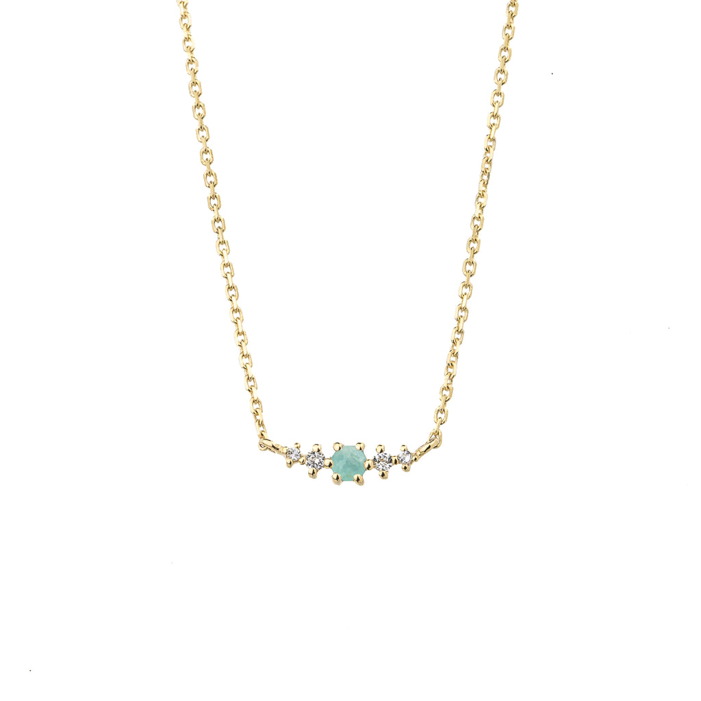 Amazonite March Birthstone Necklace | 14k gold-plated Sterling Silver | Silk & Steel Jewellery