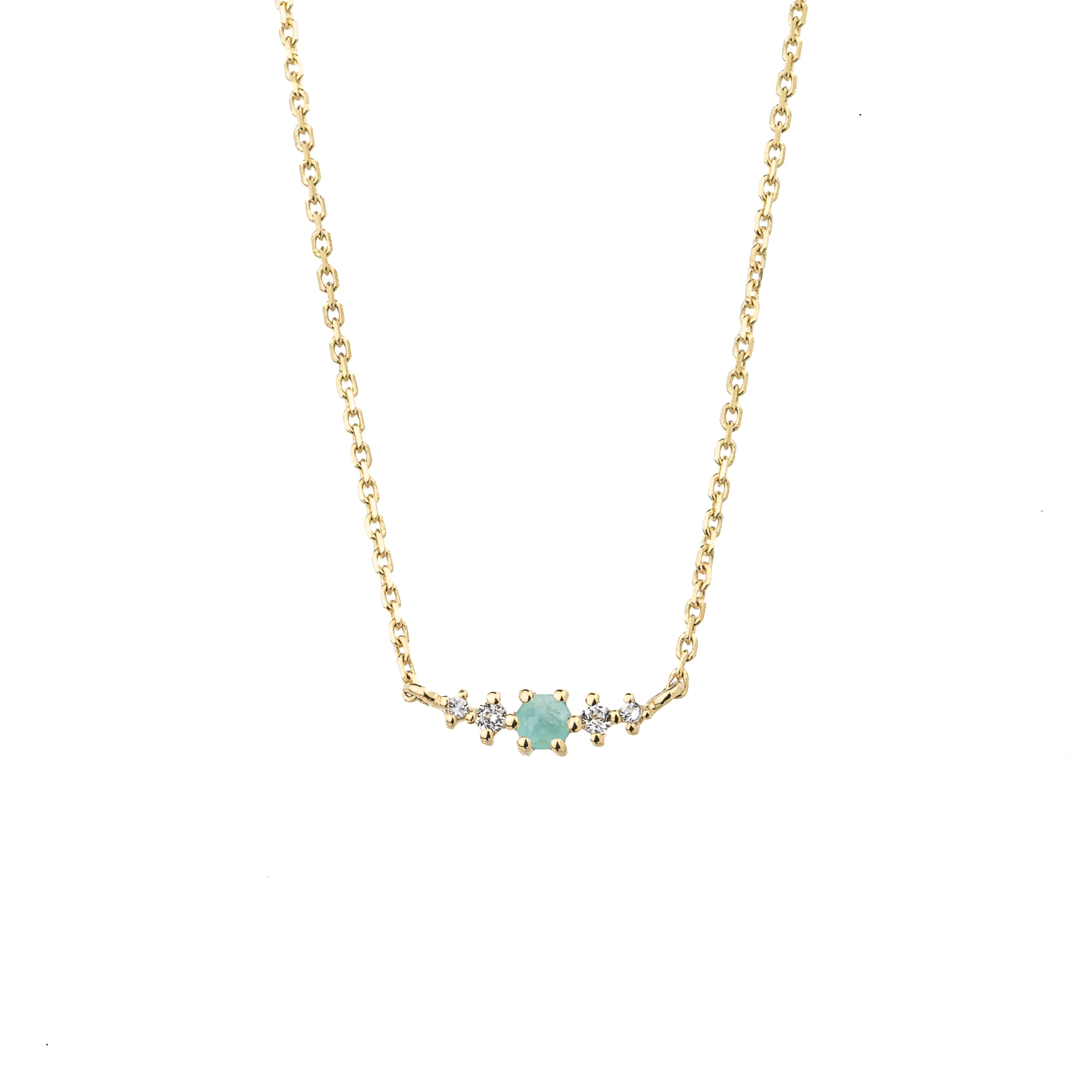 Amazonite March Birthstone Necklace | 14k gold-plated Sterling Silver | Silk & Steel Jewellery