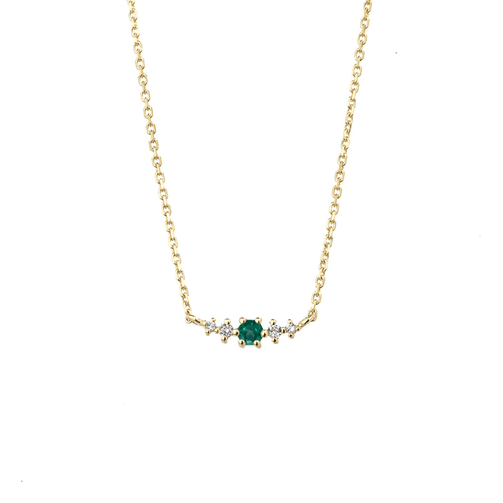 Emerald May Birthstone Necklace | 14k gold-plated Sterling Silver | Silk & Steel Jewellery