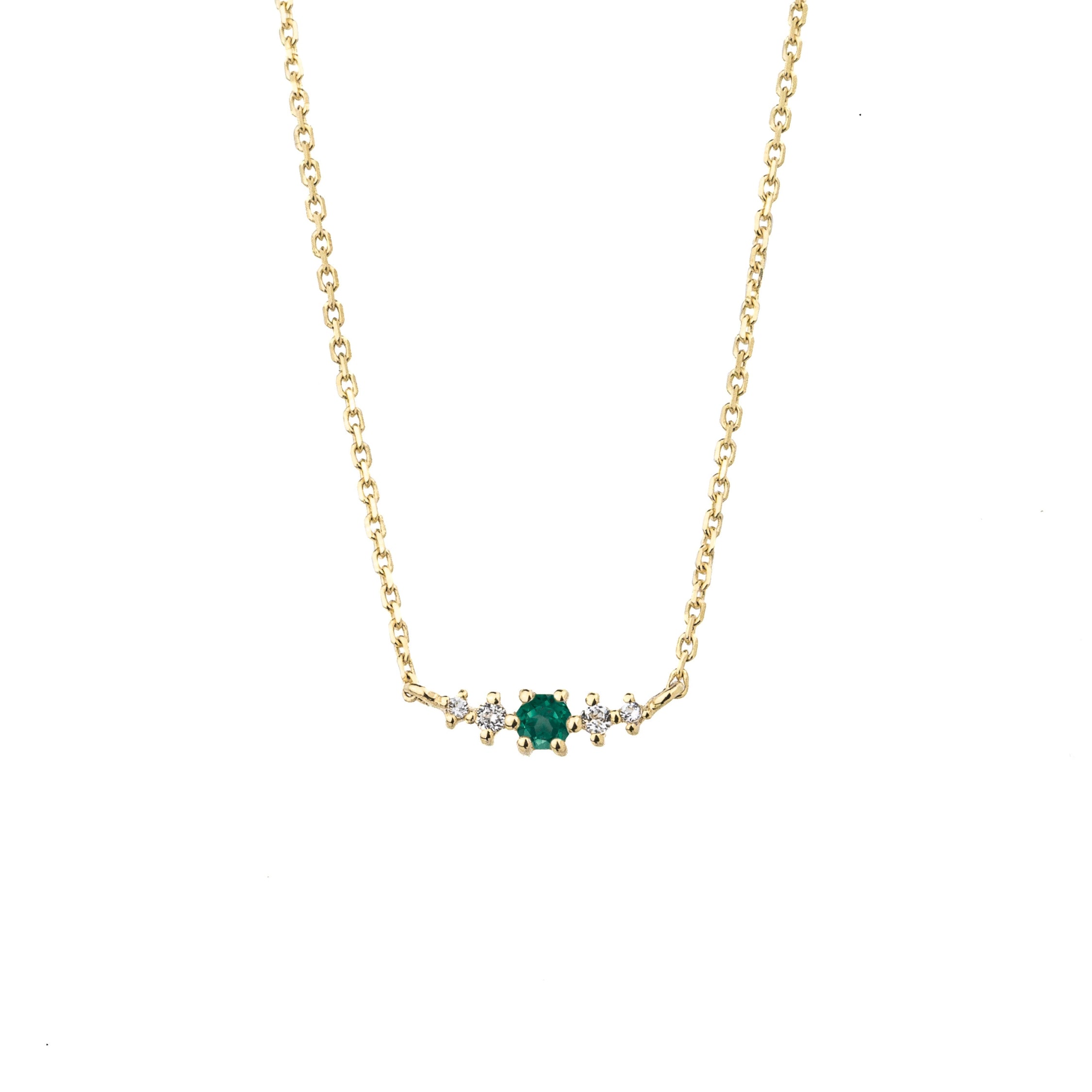 Emerald May Birthstone Necklace | 14k gold-plated Sterling Silver | Silk & Steel Jewellery