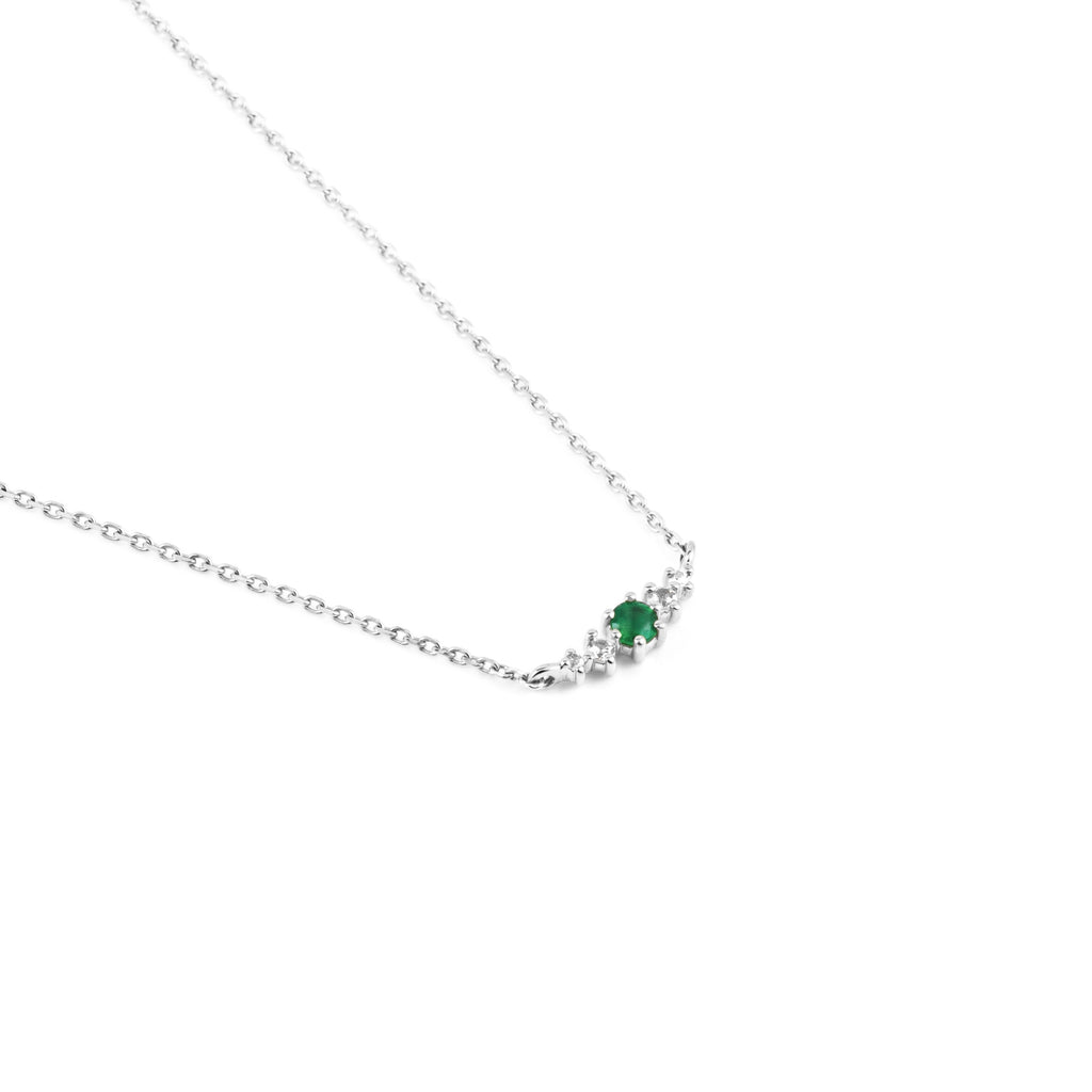 Emerald May Birthstone Necklace | Rhodium-plated Sterling Silver | Silk & Steel Jewellery