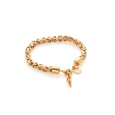 Silk & Steel Meridian Bracelet in 14k gold-plated stainless steel with vintage chain links.
