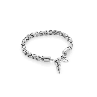 Silk & Steel Meridian Bracelet in premium high-polished stainless steel with vintage chain links.