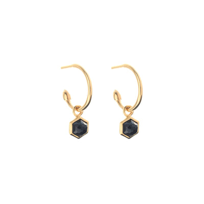 Silk & Steel Mini Harmony hoops with natural black spinel in 14k gold-plated sterling silver