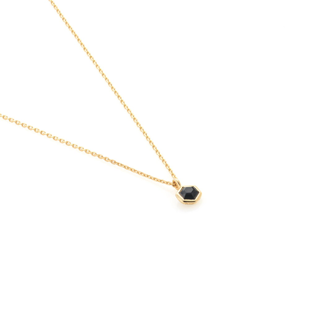 Silk & Steel Mini Harmony Necklace with natural black spinel in 14k gold-plated sterling silver