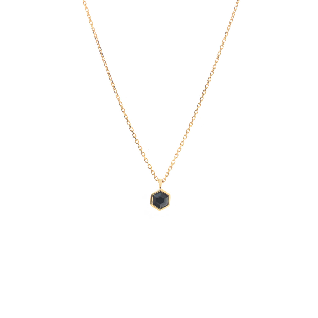 Silk & Steel Mini Harmony Necklace with natural black spinel in 14k gold-plated sterling silver