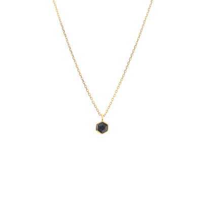 Silk & Steel Mini Harmony Necklace with natural black spinel in 14k gold-plated sterling silver