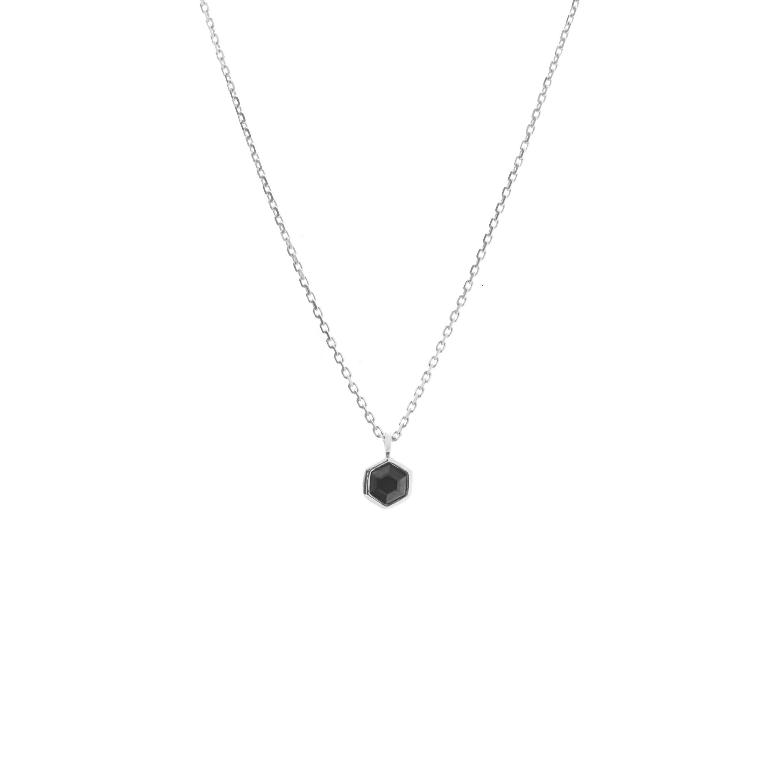 Silk & Steel Mini Harmony Necklace with natural black spinel in rhodium-plated sterling silver