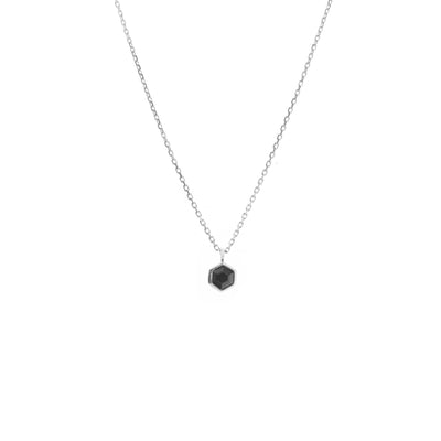 Silk & Steel Mini Harmony Necklace with natural black spinel in rhodium-plated sterling silver