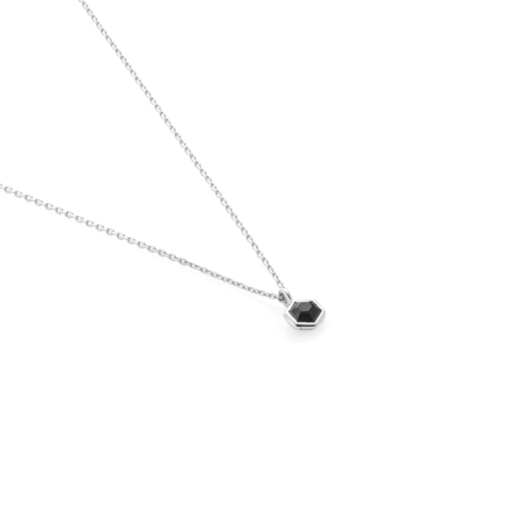 Silk & Steel Mini Harmony Necklace with natural black spinel in rhodium-plated sterling silver