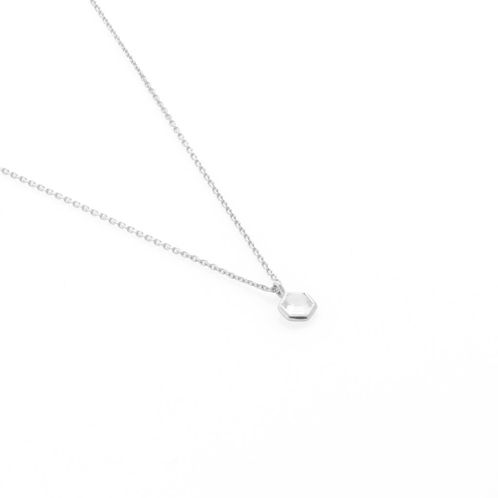 Silk & Steel Mini Harmony Necklace with natural crystal quartz in rhodium-plated sterling silver
