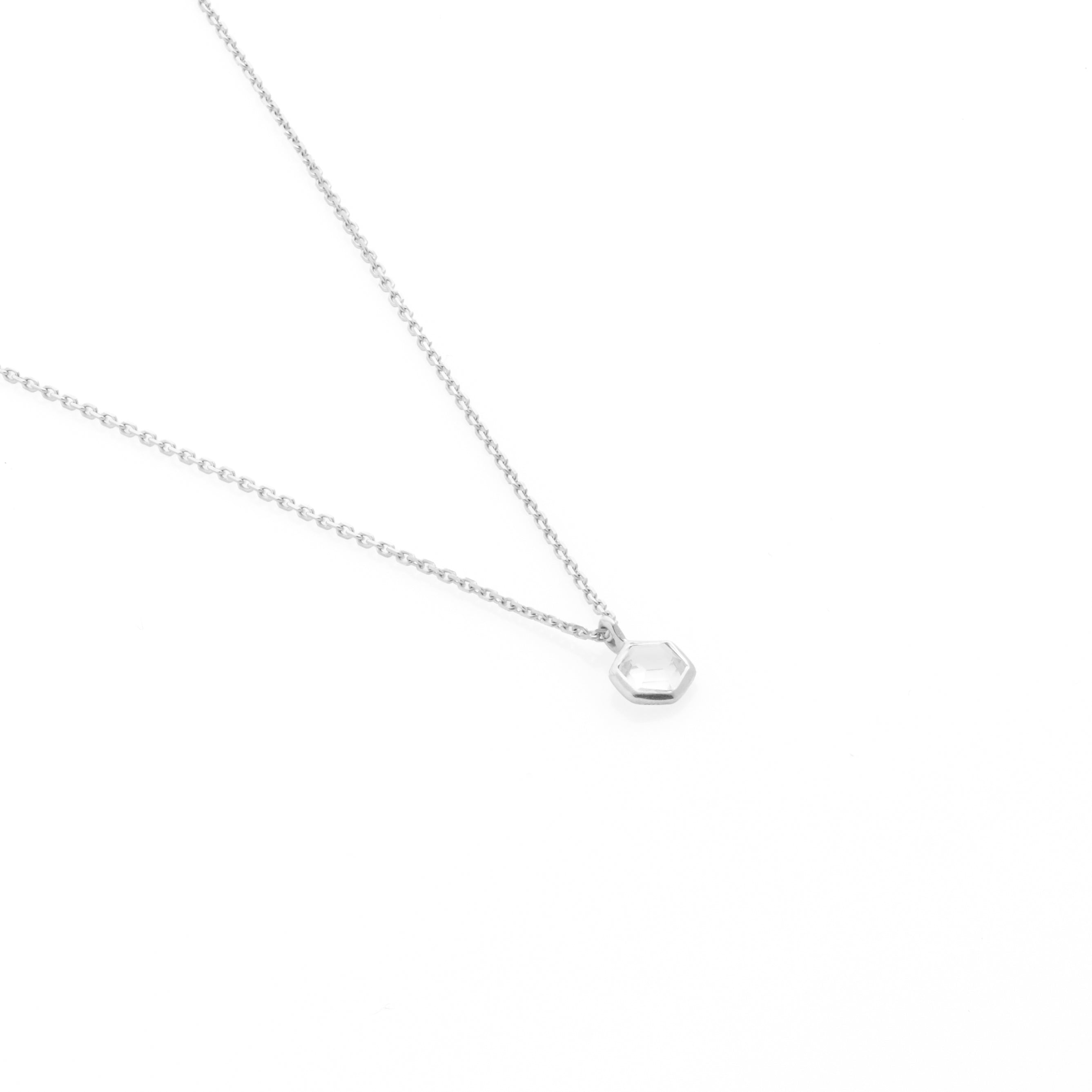 Silk & Steel Mini Harmony Necklace with natural crystal quartz in rhodium-plated sterling silver