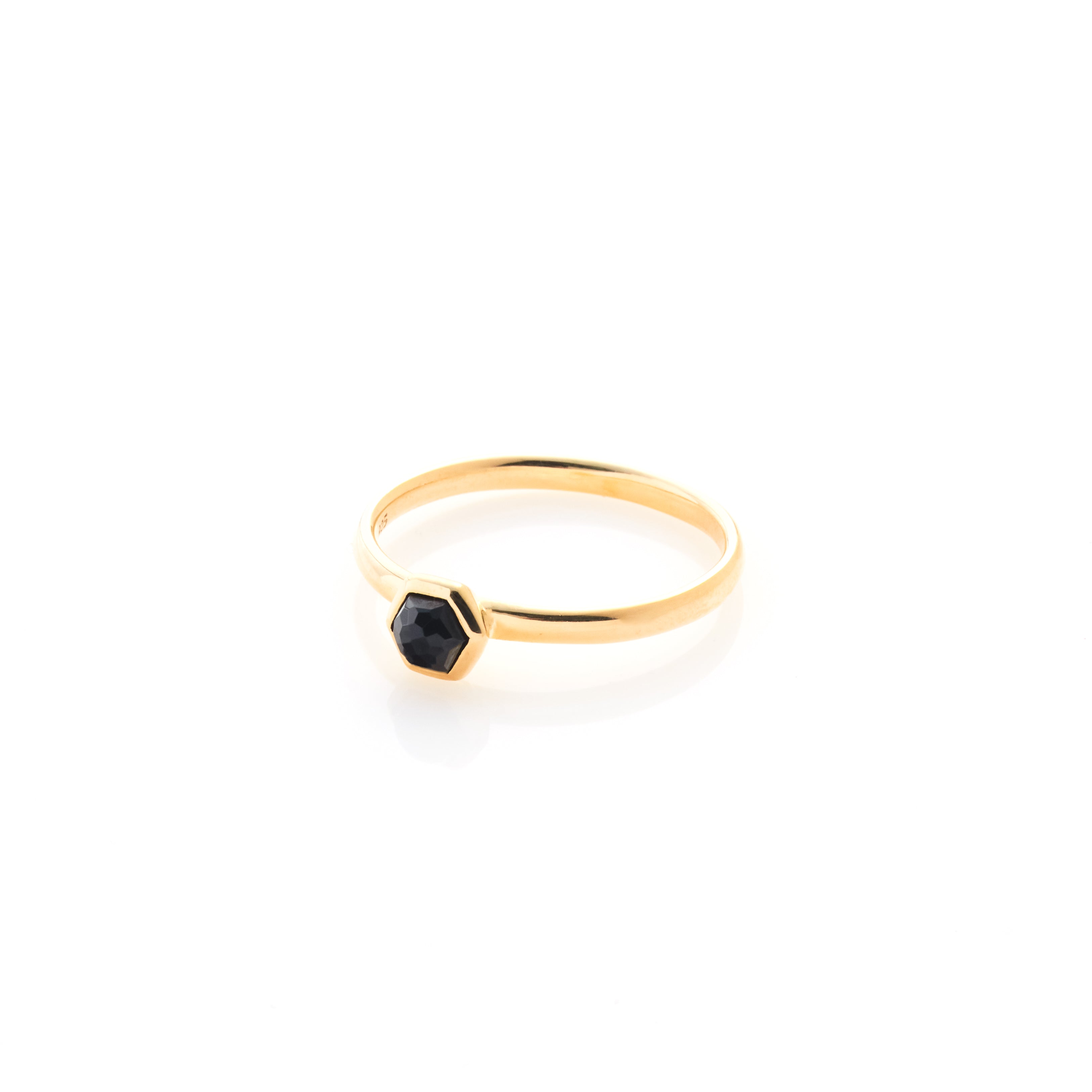 Silk & Steel Mini Harmony ring with natural black spinel in 14k gold-plated sterling silver