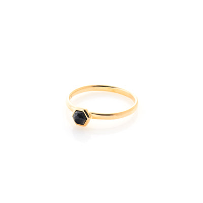 Silk & Steel Mini Harmony ring with natural black spinel in 14k gold-plated sterling silver