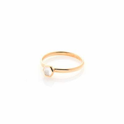 Silk & Steel Mini Harmony ring with natural crystal quartz in 14k gold-plated sterling silver