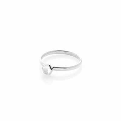 Silk & Steel Mini Harmony ring with natural crystal quartz gemstone in rhodium-plated sterling silver