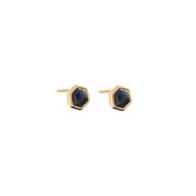 Silk & Steel Mini Harmony studs with natural black spinel in 14k gold-plated sterling silver